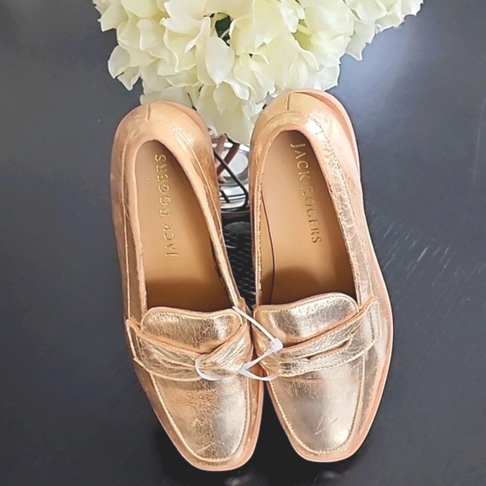 Jack Rogers Classic Preppy Penny Loafers – Size 4M | NWD | Metallic Gold - Picture 6 of 13